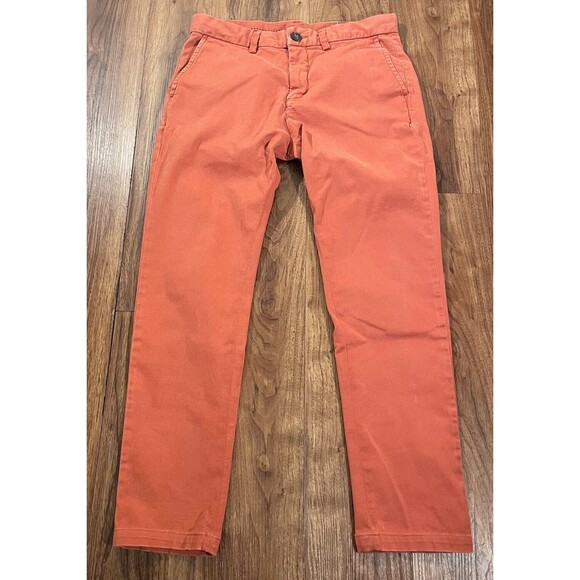IKKS Slim Fit Mens Chino Pant Size 28 Orange Flat Front Casual Workwear - Picture 1 of 6